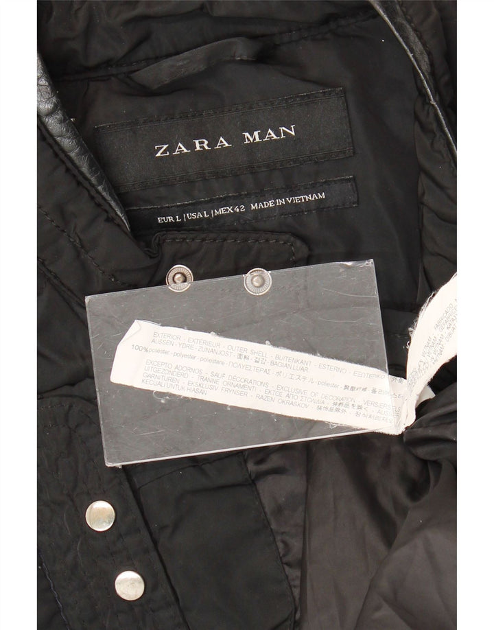 Zara Ανδρικό καπιτονέ μπουφάν UK 40 μεγάλο μαύρο πολυεστέρα