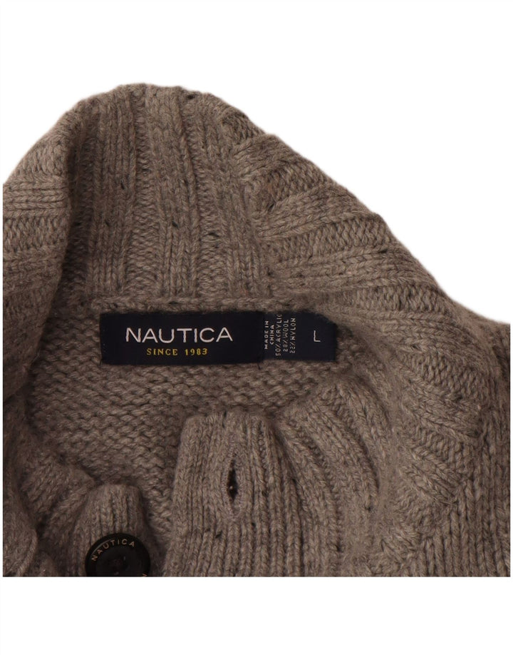 NAUTICA Ανδρικό πουλόβερ με λαιμόκοψη με κουμπιά ακρυλικό μεγάλο γκρι