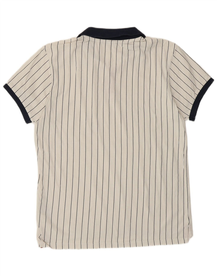 Ανδρικό μπλουζάκι πόλο τένις FILA, μικρό λευκό βαμβακερό με ρίγες