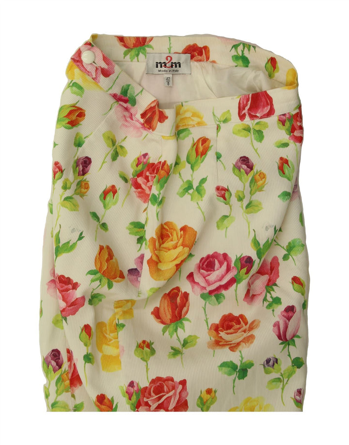 VINTAGE Womens Straight Skirt IT 42 Medium W26 Multicoloured Floral Vintage Vintage and Second-Hand Vintage from Messina Hembry 