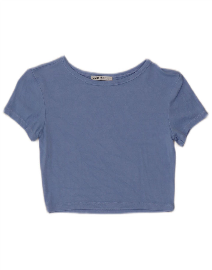 Zara Γυναικείο T-Shirt T-Shirt Top UK 12 Medium Blue