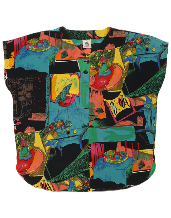 NEW FAST Γυναικεία Abstract Pattern Μπλούζα Top EU 42 Large Black Polyester