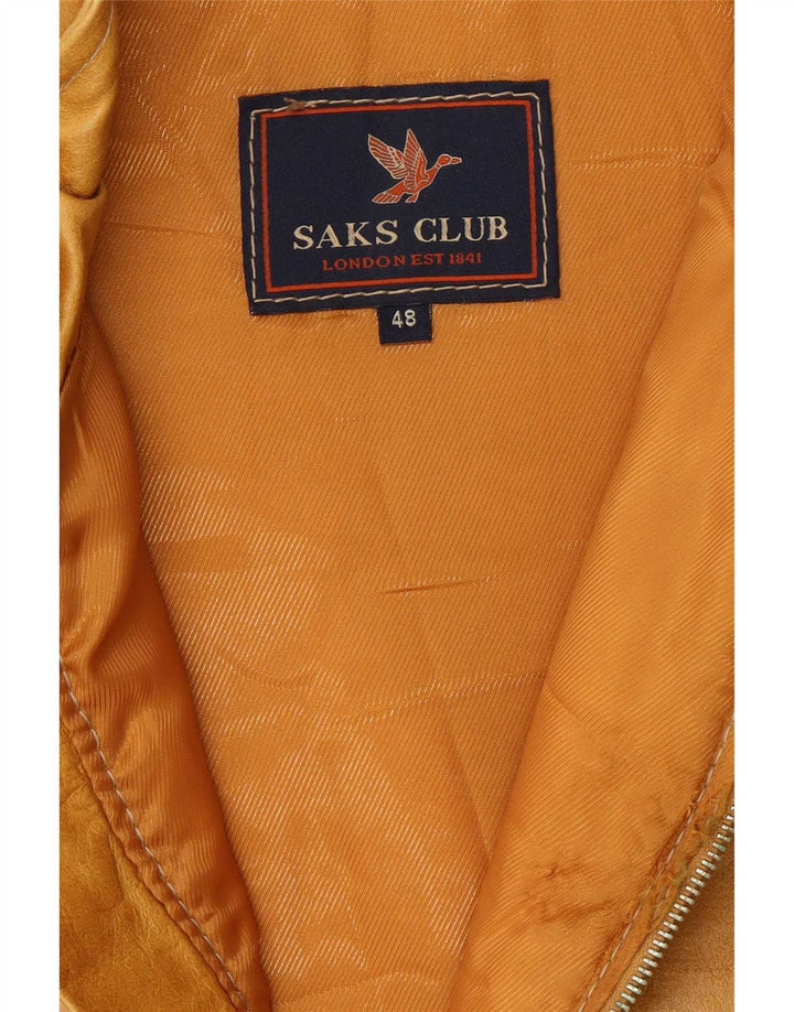 Saks Club Ανδρικό Δερμάτινο Gilet IT 48 Medium Beige