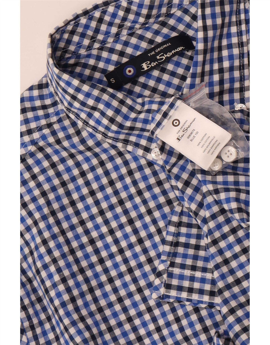 Ανδρικό πουκάμισο Ben Sherman Μικρό Navy Blue Gingham Cotton