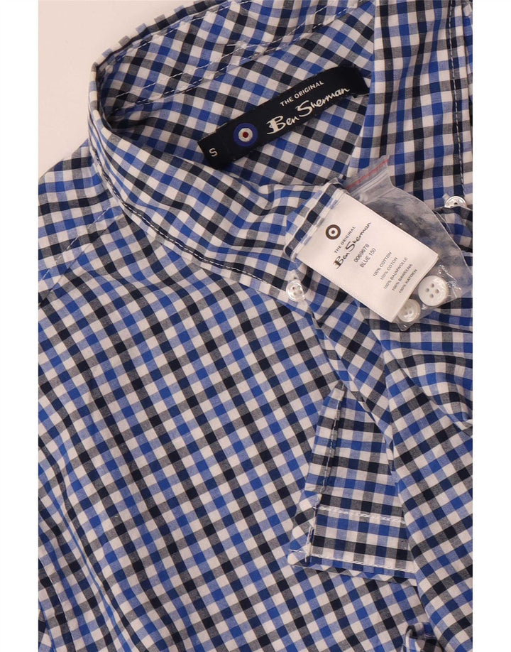 Ανδρικό πουκάμισο Ben Sherman Μικρό Navy Blue Gingham Cotton