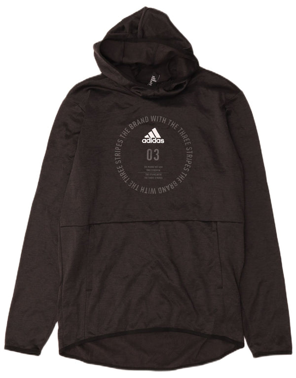 Adidas Mens Climawarm Graphic Hoodie Jumper Μεσαίο μαύρο πολυεστέρα