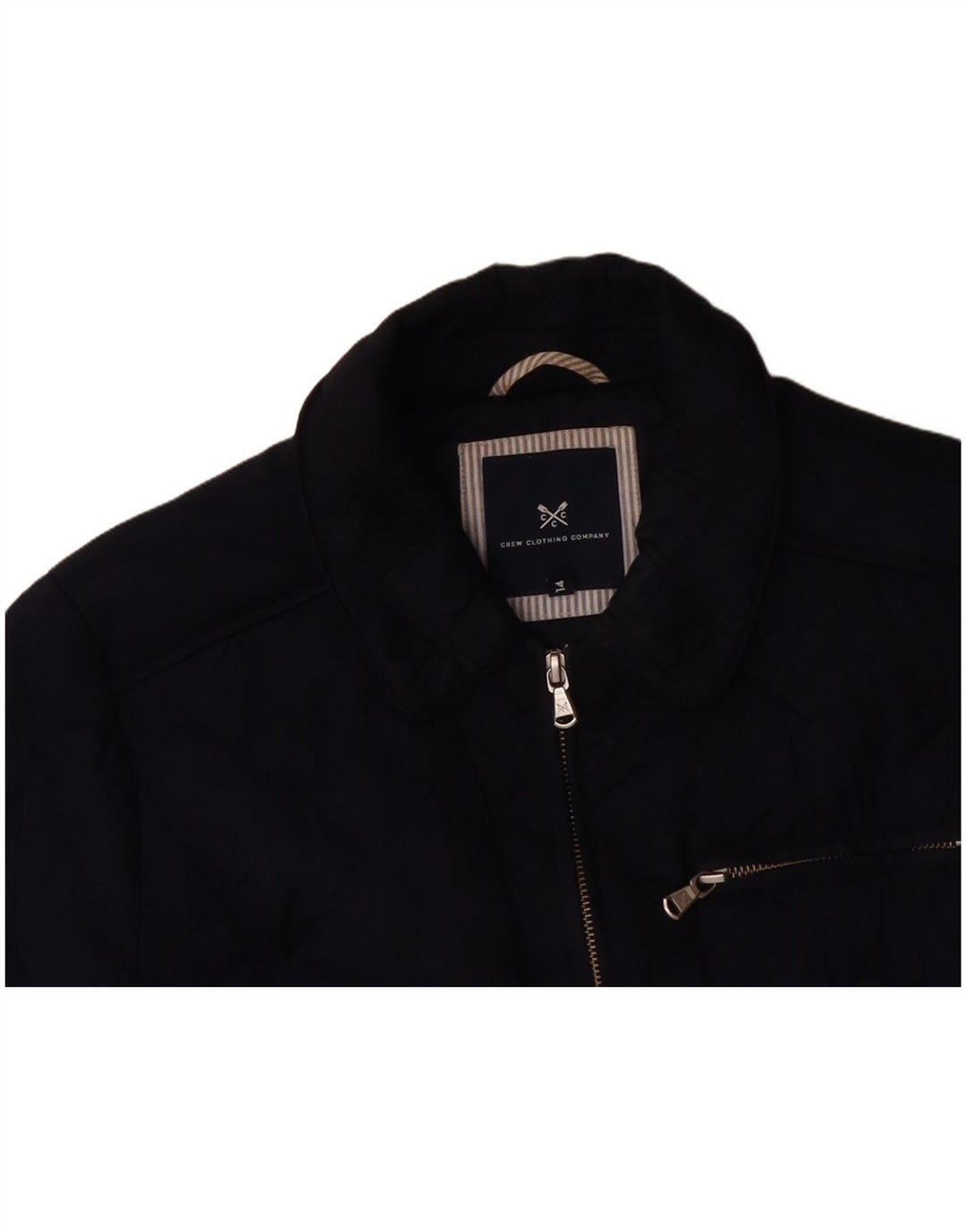 CREW CLOTHING Womens Quilted Jacket UK 14 Medium  Navy Blue Polyester