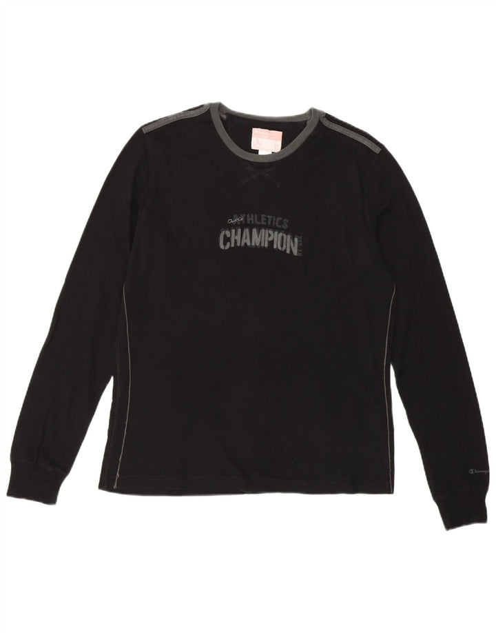 Γυναικείο γραφικό μπλουζάκι CHAMPION Heritage Fit Top UK 14 μεγάλο μαύρο βαμβακερό