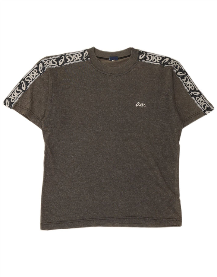 ASICS Mens Graphic T-Shirt Top Medium Grey Colourblock Cotton