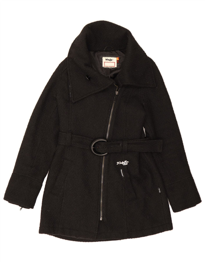 KHUJO Womens Overcoat UK 18 XL Black Polyester Vintage KHUJO and Second-Hand KHUJO from Messina Hembry 