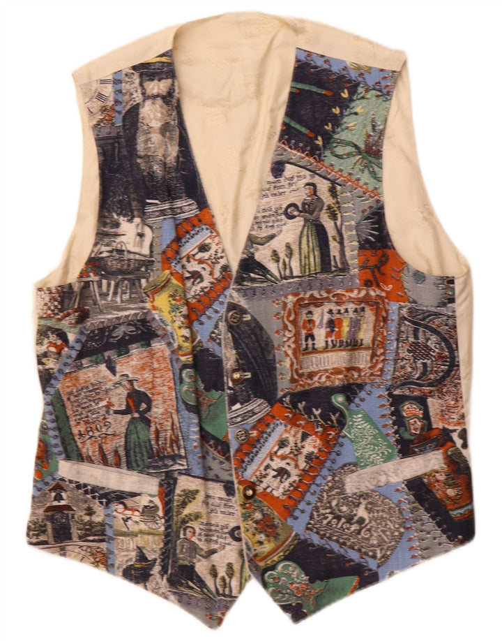 Ανδρικό γραφικό γιλέκο Julius Lang IT 54 XL Beige Patchwork Viscose