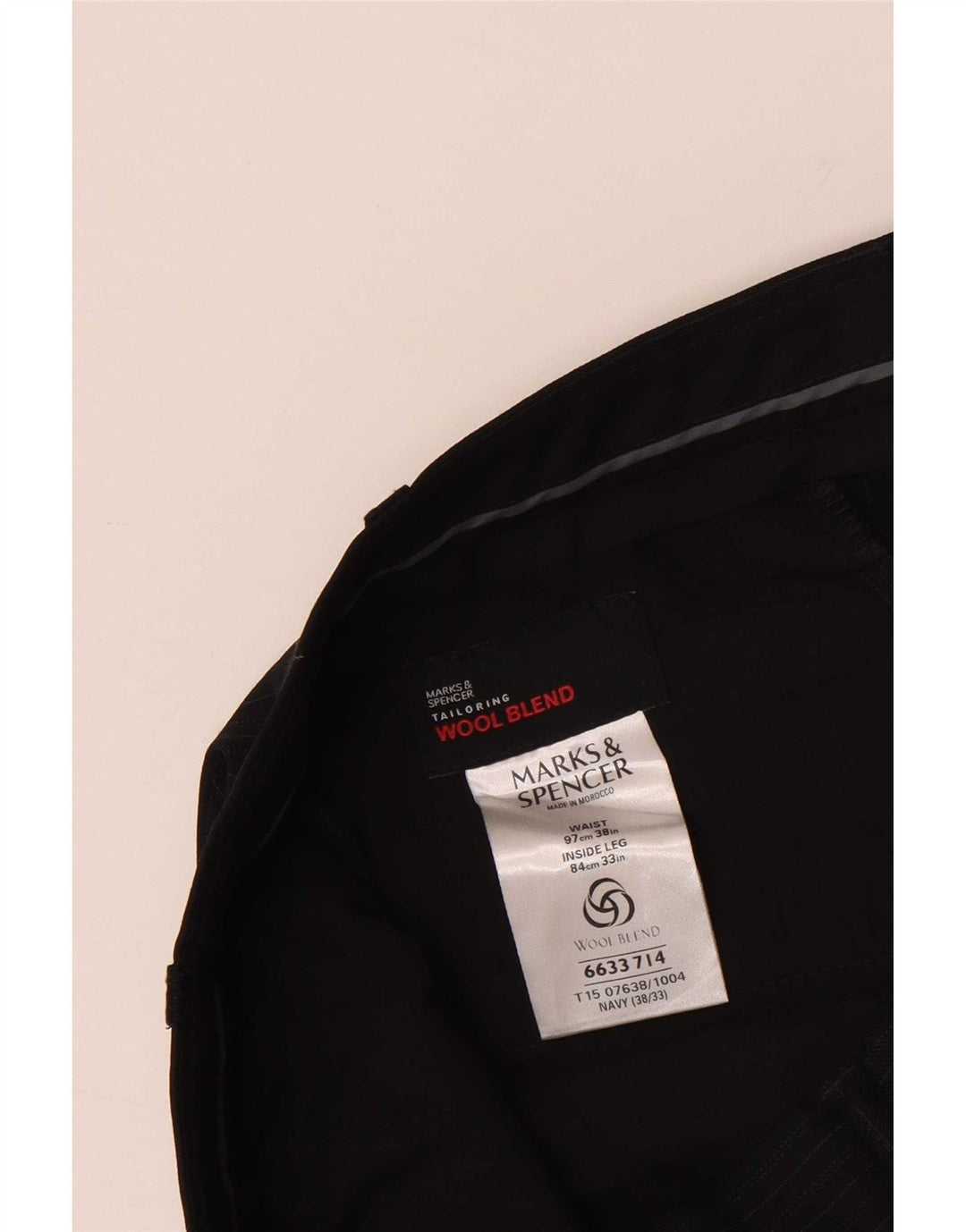Ανδρικό παντελόνι Marks & Spencer W38 L33 Navy Blue ριγέ πολυεστέρας