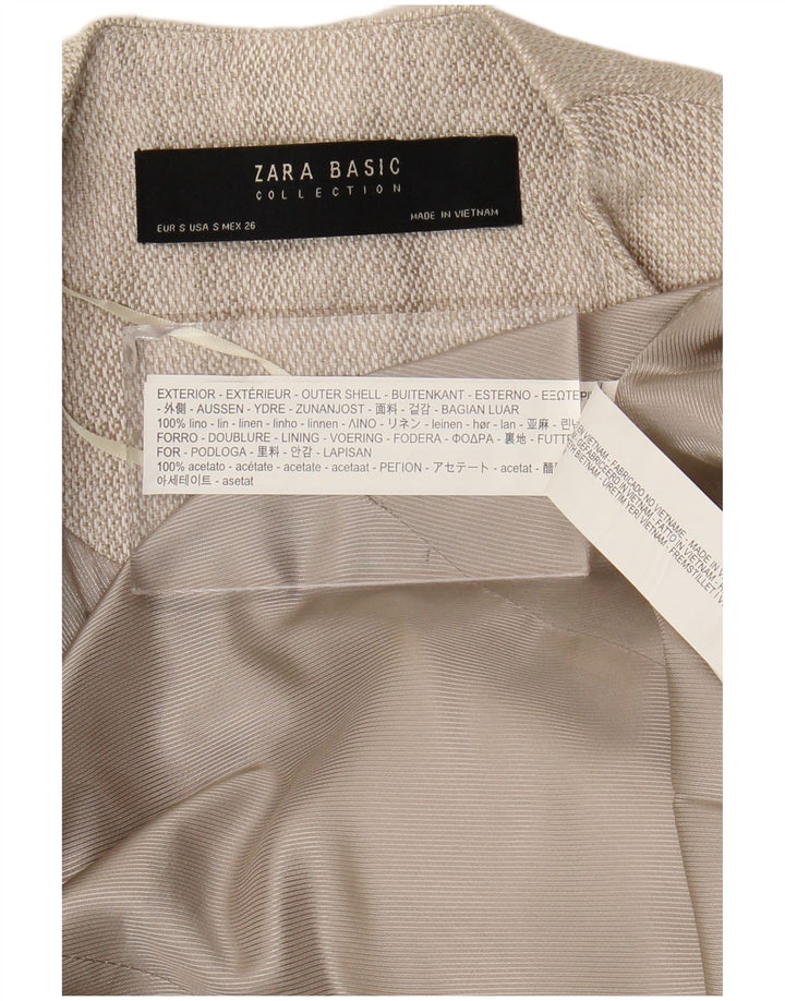Zara Γυναικείο Ανοιχτό Πανωφόρι UK 10 Μικρό Μπεζ Λινό