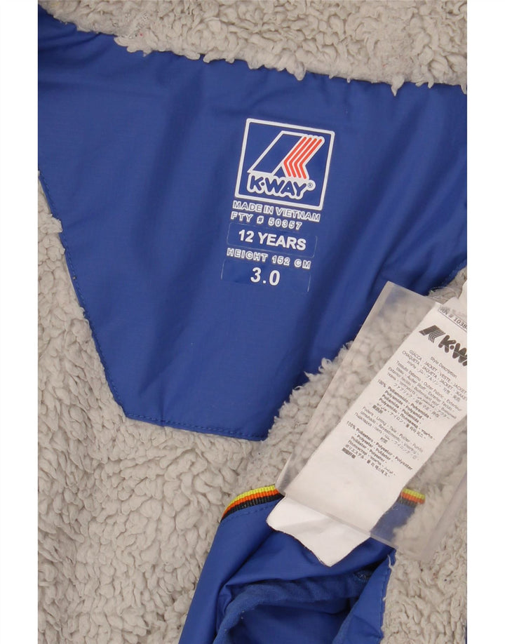 K-Way Boys Hooded Windbreaker Jacket 11-12 Years Blue Polyamide