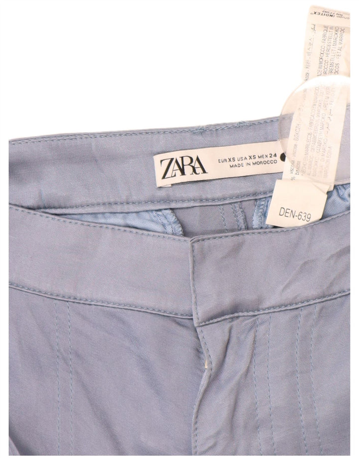 ZARA Γυναικείο ίσιο παντελόνι Cargo XS W24 L30 Μπλε βισκόζη