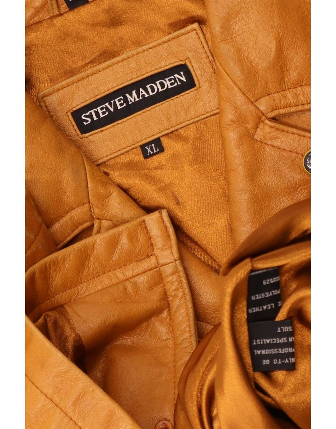 Steve Madden Ανδρικό Δερμάτινο Μπουφάν UK 42 XL Μπεζ Δερμάτινο