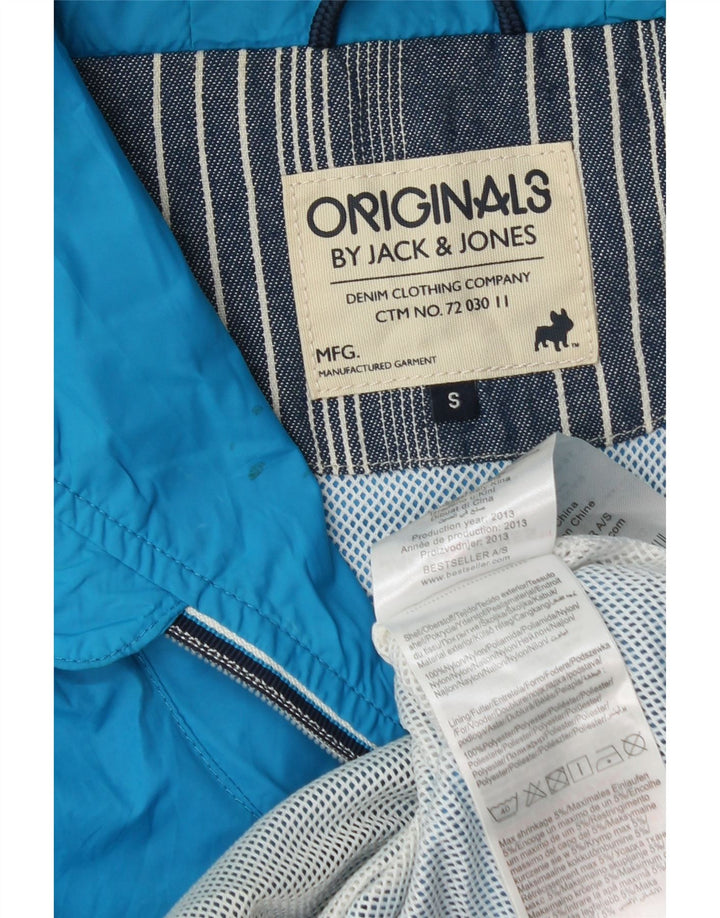 Jack & Jones Ανδρικό μπουφάν βροχής με κουκούλα UK 36 Small Blue Nylon