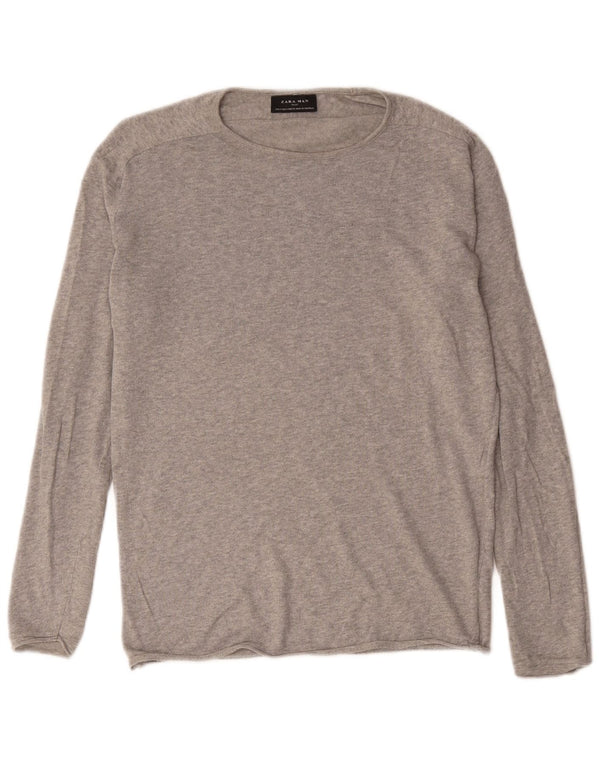 Ανδρικό πουλόβερ Zara Boat Neck Jumper Small Grey Flecked