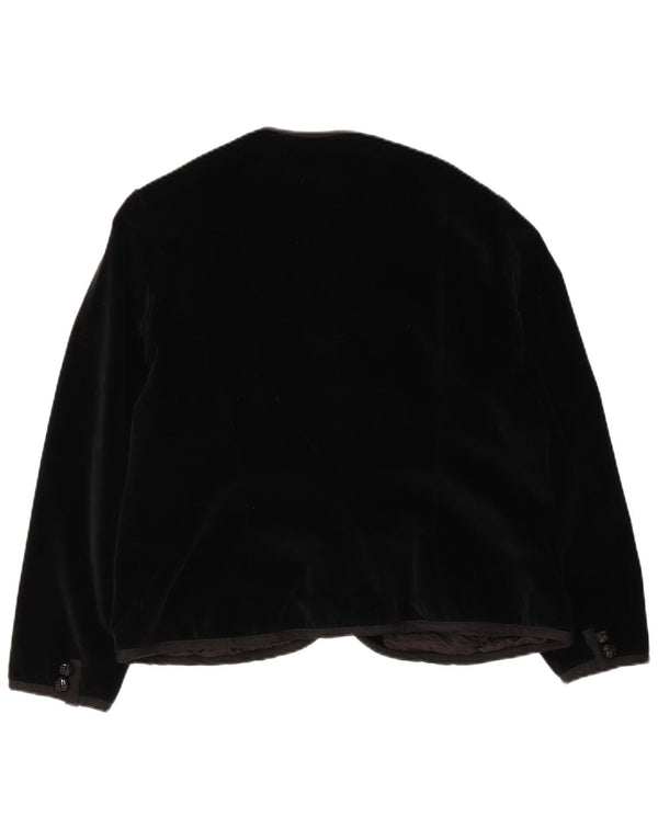 Vintage γυναικείο βελούδινο σακάκι με 5 κουμπιά UK 14 Medium Black
