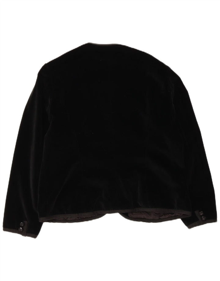 Vintage γυναικείο βελούδινο σακάκι με 5 κουμπιά UK 14 Medium Black