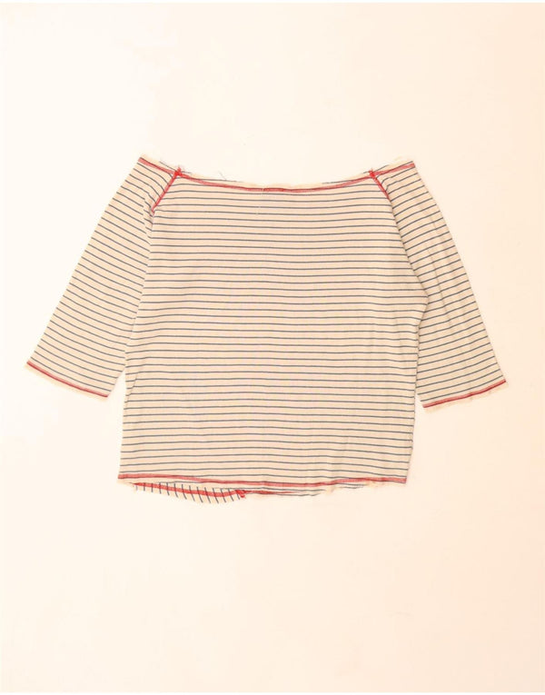 Lee Womens Off Shoulder Top 3/4 Sleeve UK 18 XL Off White ριγέ