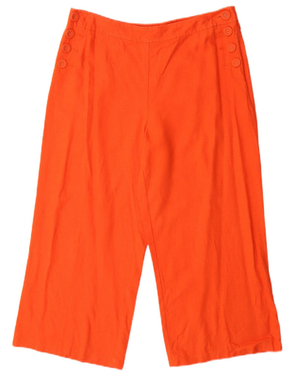 Marks & Spencer Γυναικείο Παντελόνι Capri UK 12 Medium W30 L23 Πορτοκαλί Λευκό
