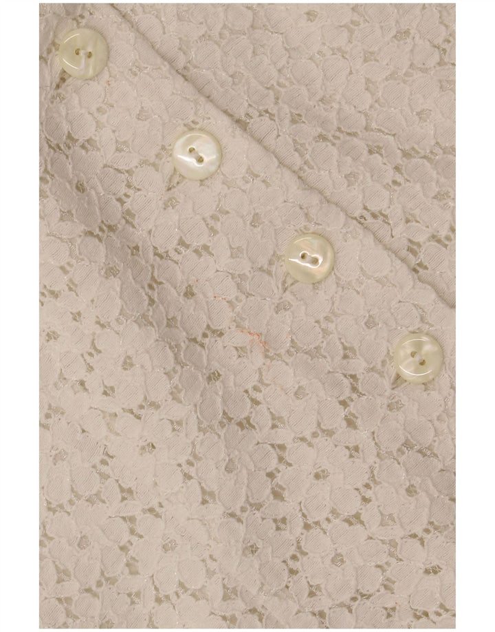 VINTAGE γυναικείο κοντομάνικο πουκάμισο μπλούζα IT 46 μεγάλο εκρού φλοράλ