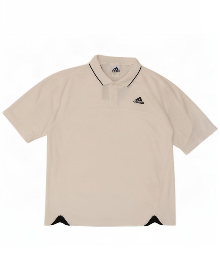 Adidas Ανδρικό πουκάμισο πόλο UK 44/46 μεγάλο λευκό πολυεστέρα