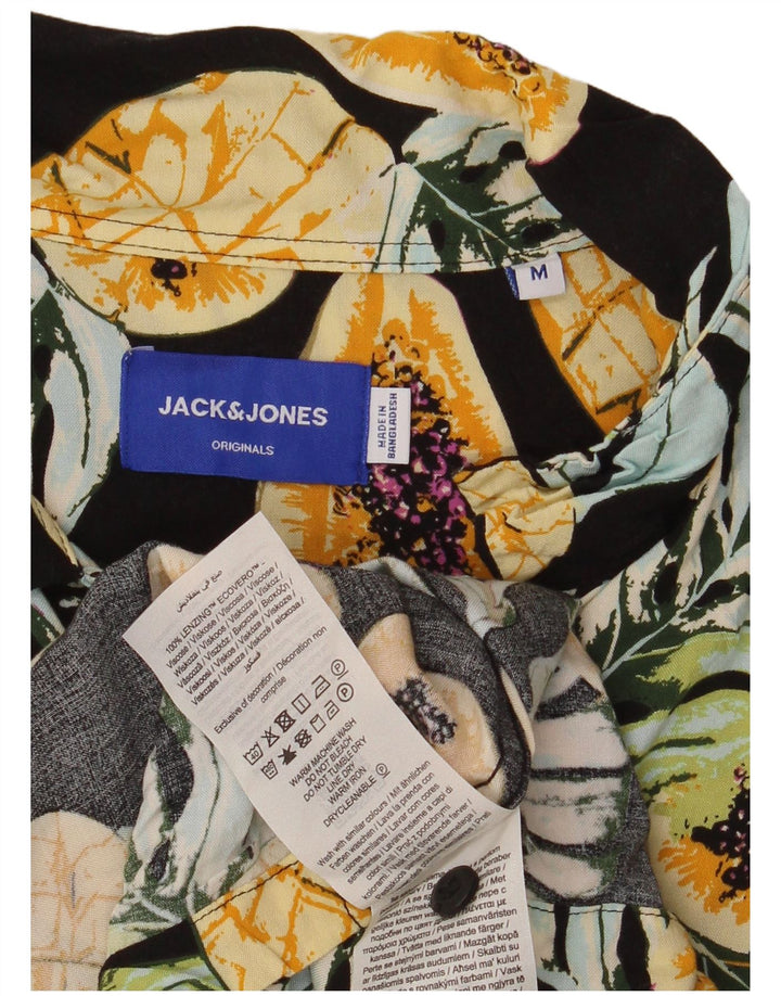 Jack & Jones Ανδρικό κοντομάνικο πουκάμισο Μεσαίο μαύρο φλοράλ βισκόζη