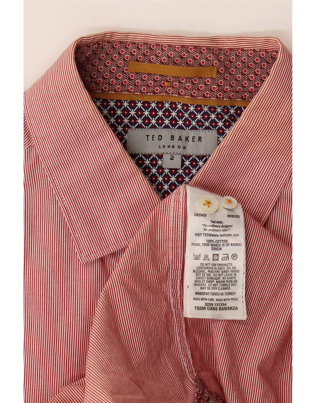 Ted Baker Ανδρικό Πουκάμισο Νούμερο 2 Μικρό Βαμβακερό κόκκινο ρίγες