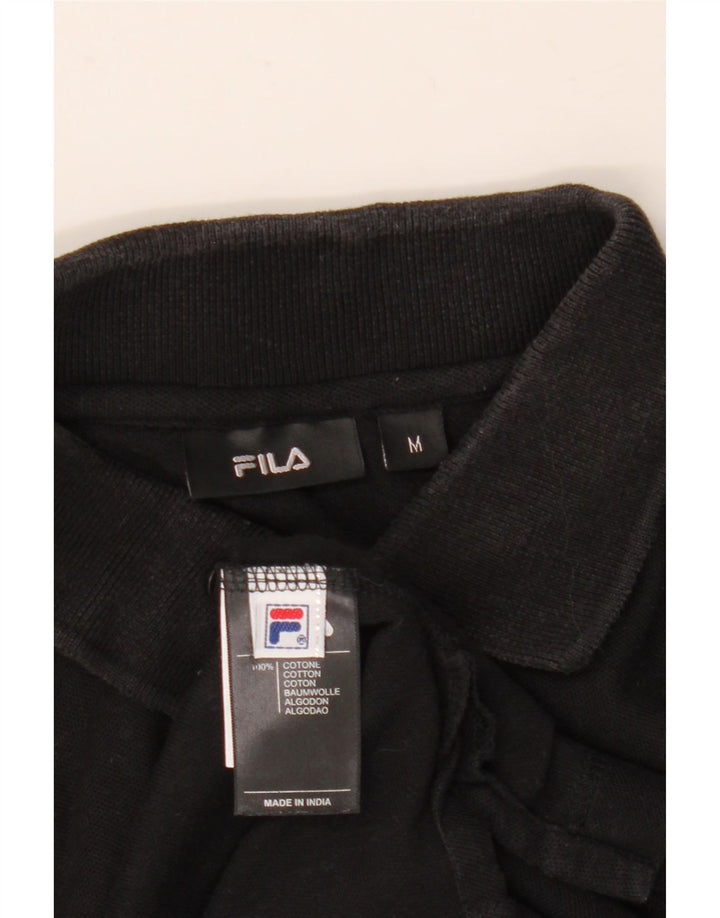 Ανδρικό μακρυμάνικο μπλουζάκι πόλο Fila, μεσαίο μαύρο βαμβακερό