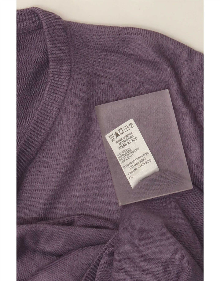 Ανδρικό πουλόβερ Marks & Spencer Blue Harbor με λαιμόκοψη με λαιμόκοψη μικρό μωβ