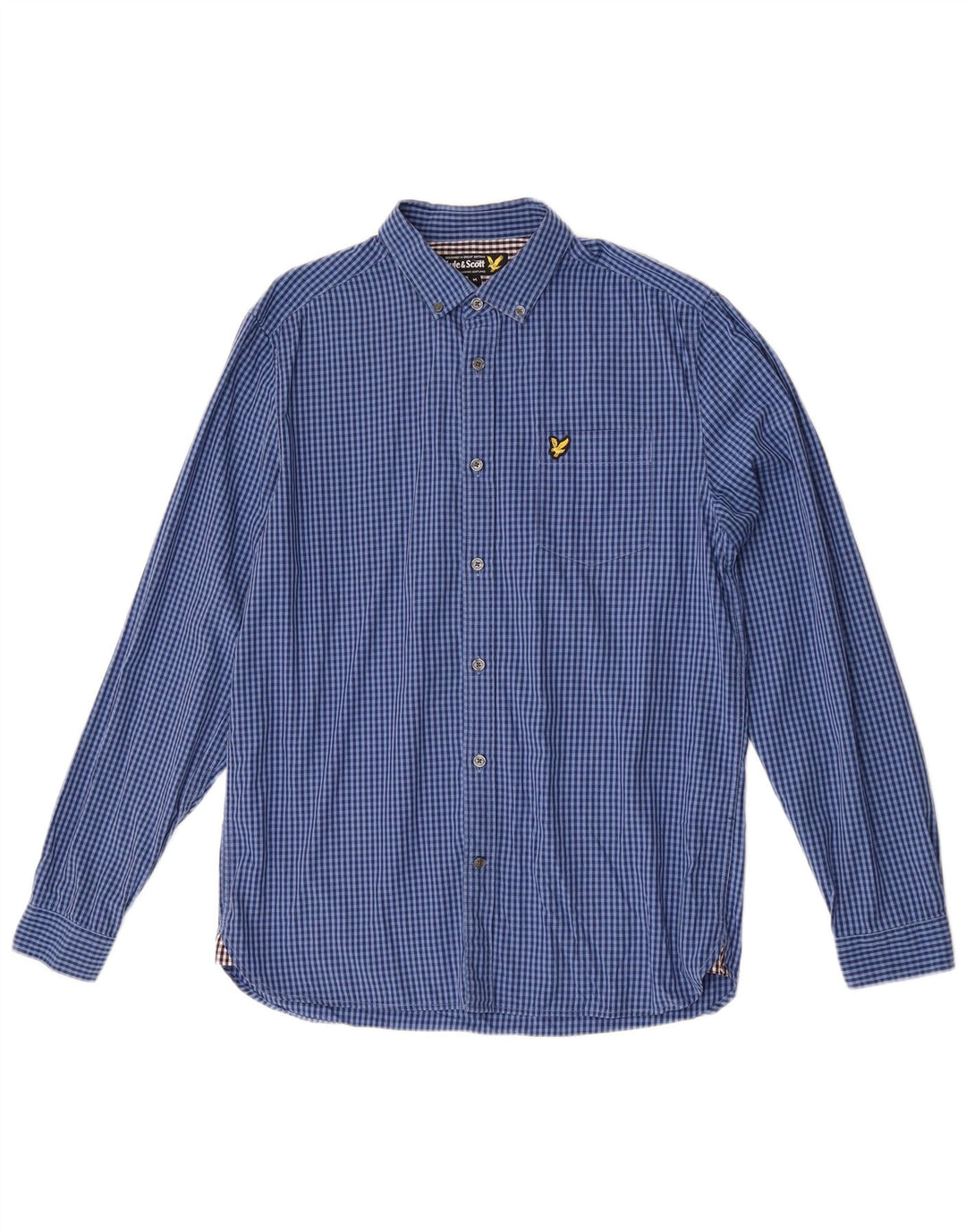 Ανδρικό πουκάμισο Lyle & Scott, μεσαίο μπλε βαμβακερό Gingham