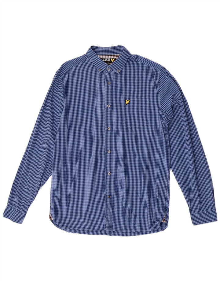 Ανδρικό πουκάμισο Lyle & Scott, μεσαίο μπλε βαμβακερό Gingham