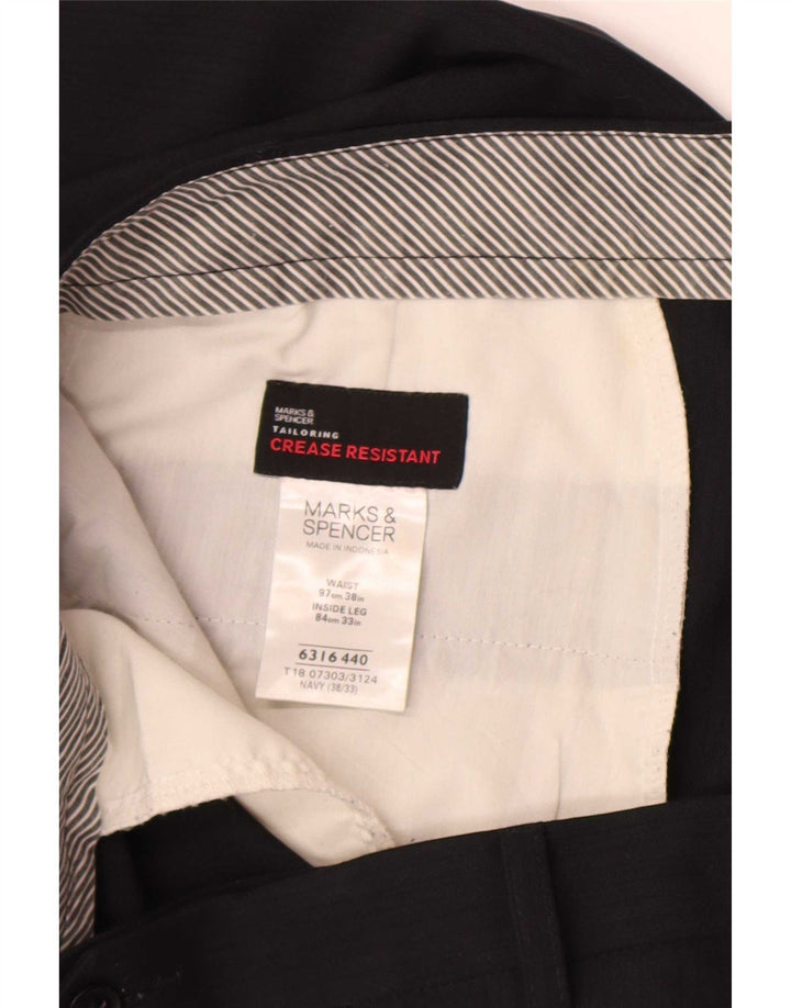 Ανδρικό ίσιο παντελόνι Marks & Spencer W38 L33 Navy Blue Polyester