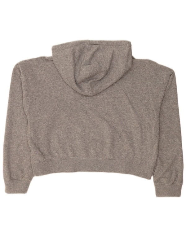 Jordan Womens Crop Loose Fit Hoodie Jumper UK 10 Small Grey Cotton