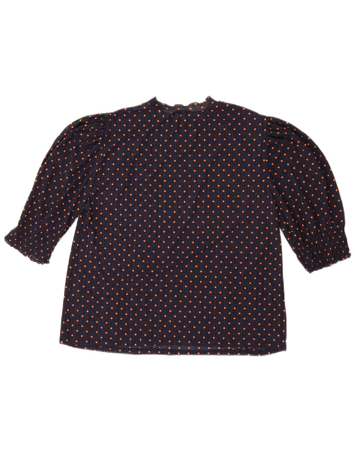 Zara Γυναικεία Μπλούζα Τοπ UK 14 Medium Navy Blue πουά