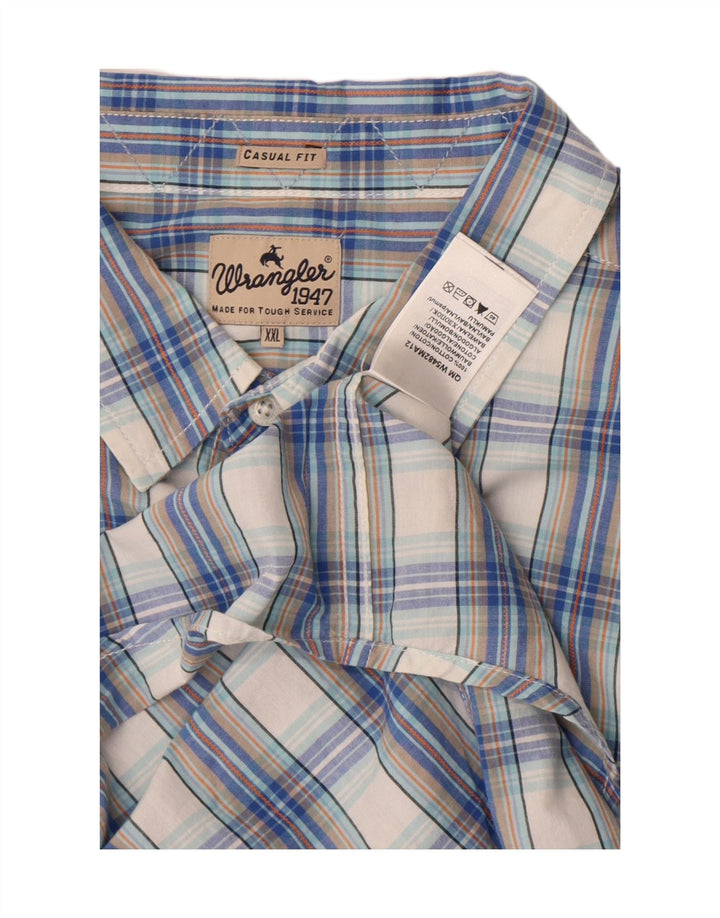 Ανδρικό κοντομάνικο πουκάμισο Wrangler 2XL Blue Check Cotton