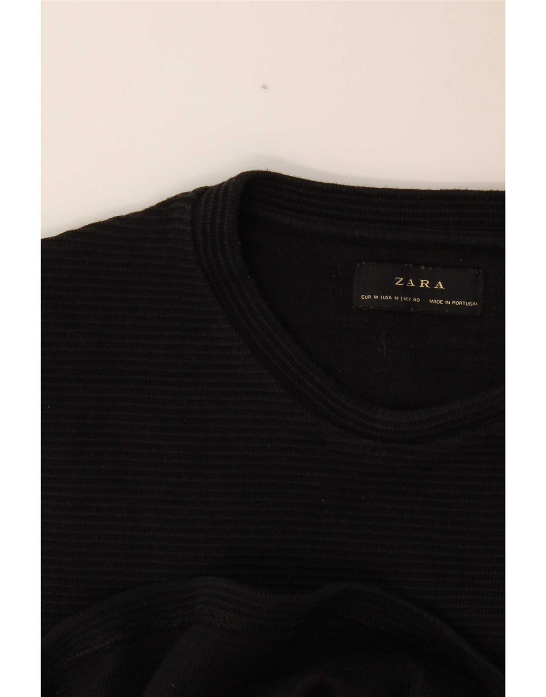 Ανδρικό τοπ Zara με μακρυμάνικο μεσαίο μαύρο ριγέ
