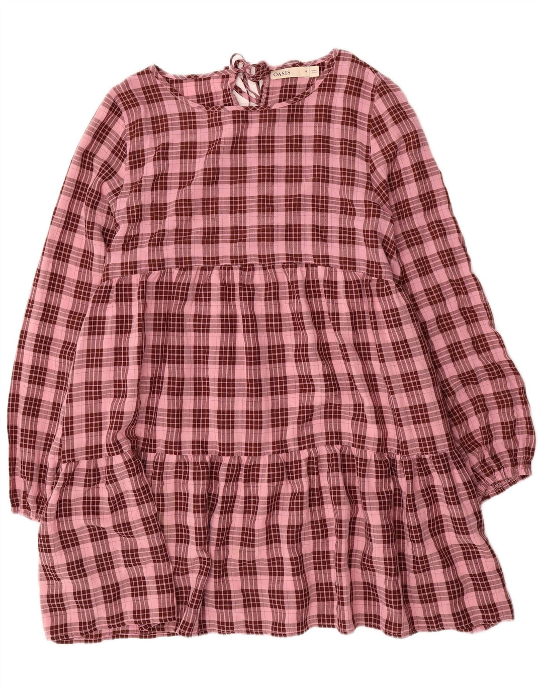Γυναικείο μακρυμάνικο φόρεμα Oasis UK 16 Large Pink Check Polyester