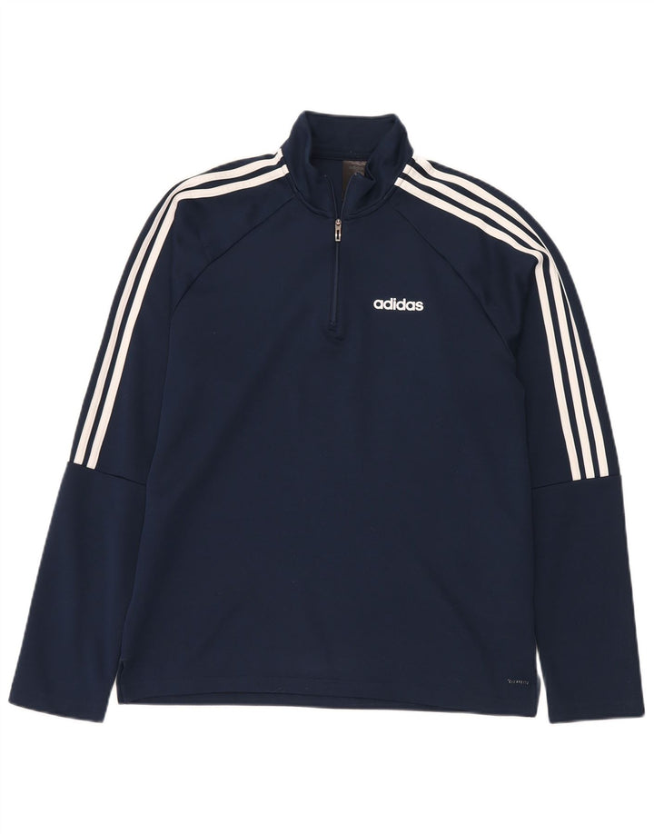 Ανδρικό φερμουάρ Adidas Climalite με μακρυμάνικο μπλουζάκι μεγάλο μπλε ναυτικό πολυεστέρας