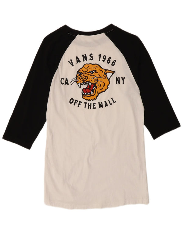 VANS Γυναικεία Slim Fit Graphic Top 3/4 Sleeve UK 10 Small White Colourblock
