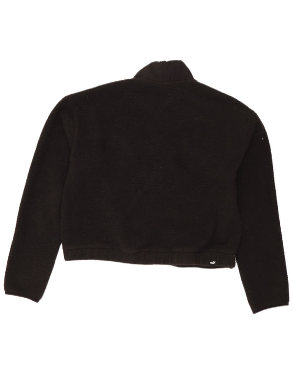 Γυναικείο PUMA Crop με φερμουάρ με φερμουάρ Fleece Jumper UK 10 Small Black