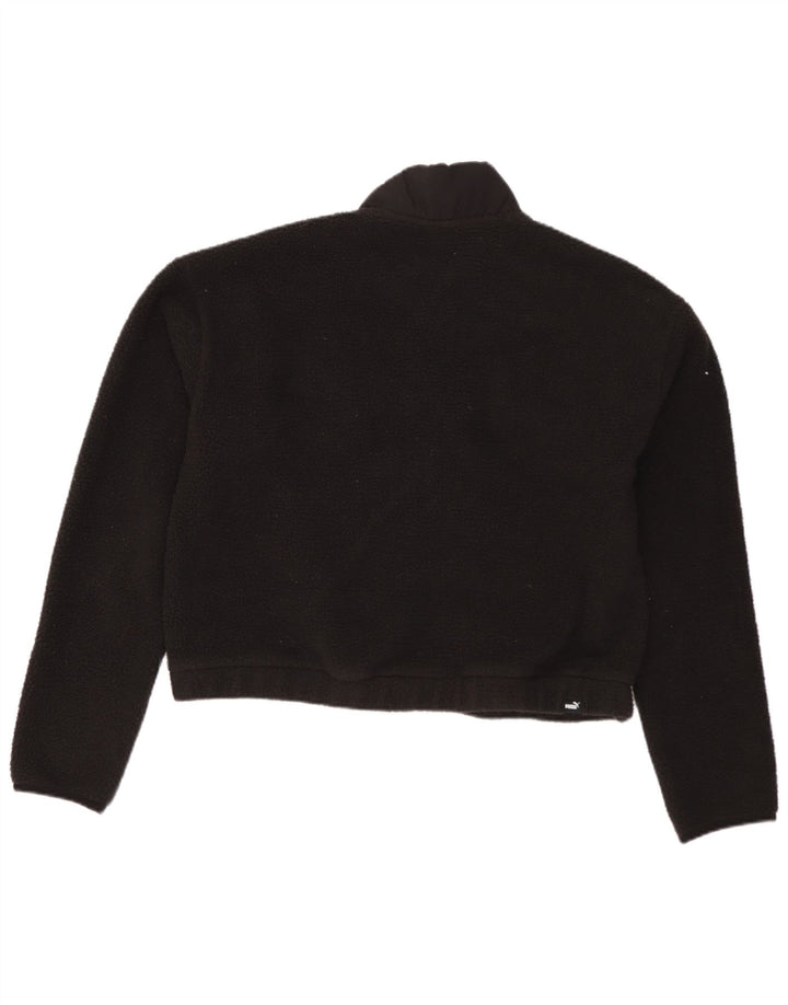 Γυναικείο PUMA Crop με φερμουάρ με φερμουάρ Fleece Jumper UK 10 Small Black