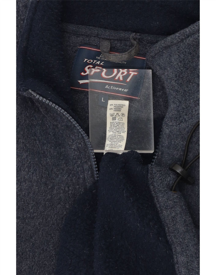 VINTAGE Mens Zip Neck Fleece Jumper Large Navy Blue Polyester Vintage Vintage and Second-Hand Vintage from Messina Hembry 
