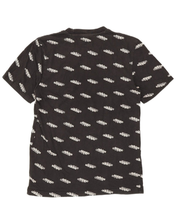 Γυναικείο γραφικό T-Shirt Adidas Top UK 10 Small μαύρο βαμβακερό