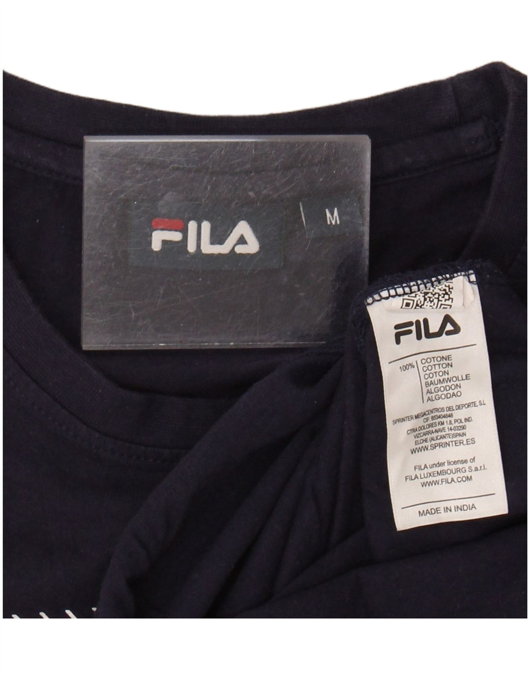 FILA Mens Graphic T-Shirt Top Medium Navy Blue Cotton