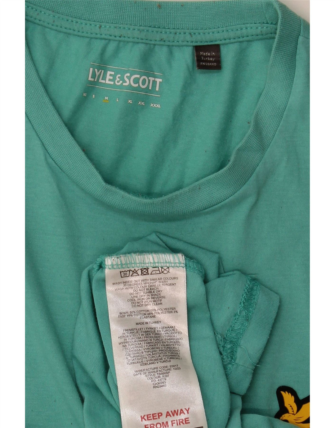 Ανδρικό T-Shirt LYLE & SCOTT Τοπ μεσαίο τιρκουάζ βαμβακερό