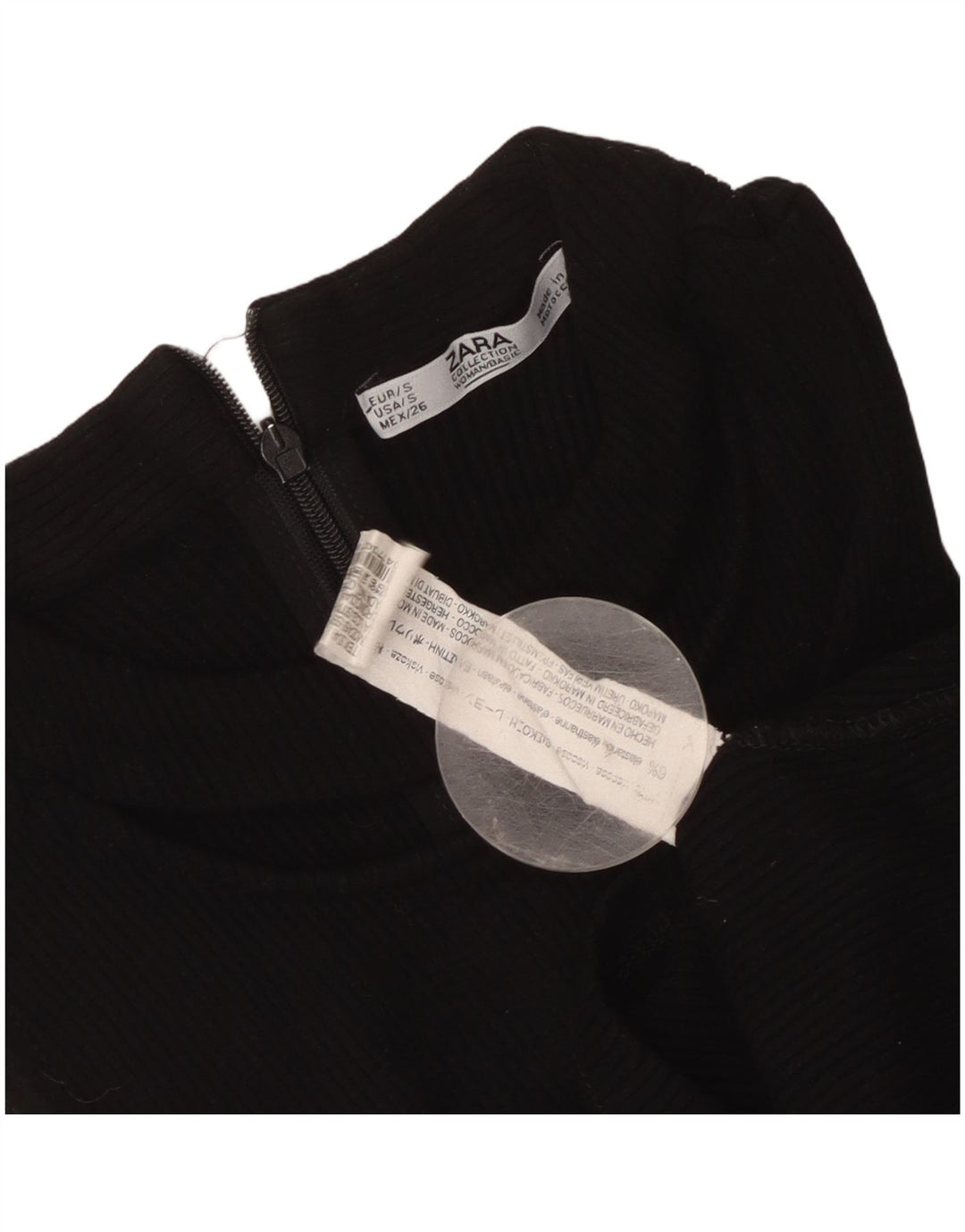 Zara Γυναικείο Αμάνικο Crop Top UK 8 Small Black Viscose