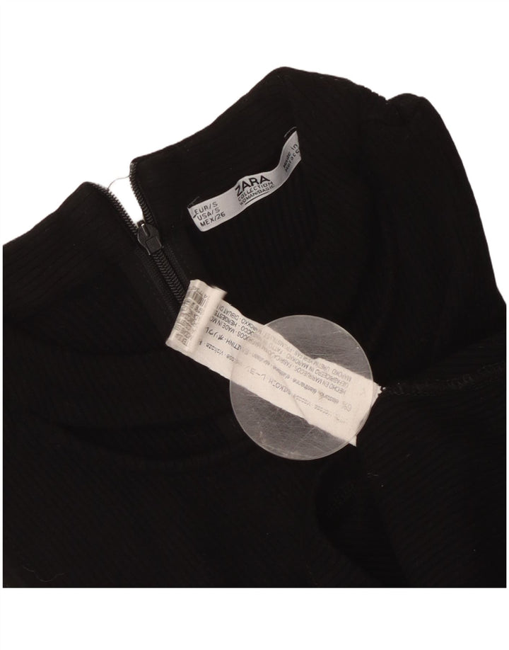 Zara Γυναικείο Αμάνικο Crop Top UK 8 Small Black Viscose